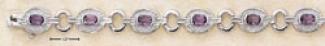 Ss 7.5 Inch Amethysts In Wide Setings Open Links Bracelet