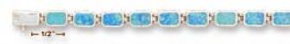 Ss 7.5 Inch Blue Lab Opal Inlay Octaonal Multi Bracelet