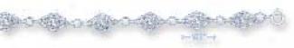 Ss 7.5 Inch Dainty Filigree Diamond Shaped Bracelet