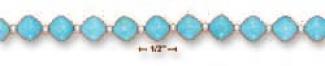 Ss 7.5 Inch Diamond Shaped Turquoise Bead Bracelet