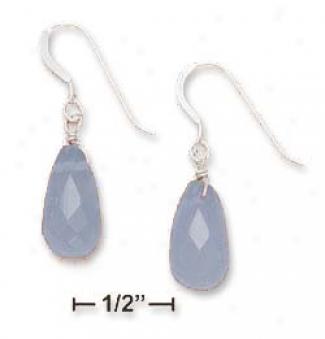 Ss 7d15 Synthetic Light Blue Chalcedony Briolette Earrings