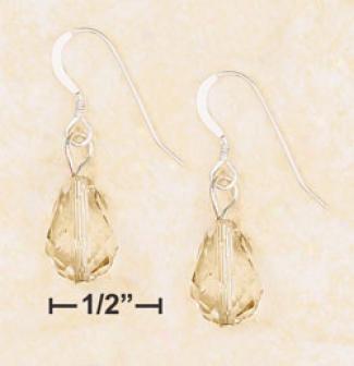 Ss 8x12mm Faceted Champagne Crystal Teardrop Earrings