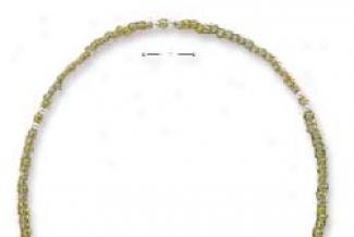 Ss 9 Inch Silver Translucent Green Pony Bead Anklet