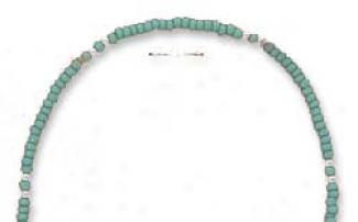 Ss 9 Inch Silver Turquoise Colored Pony Bead Anklet