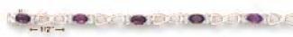 Ss African Amethyst Alternating Cz Accented Bow Bracelet