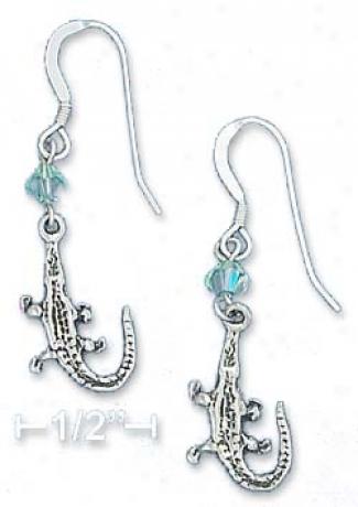 Ss Alligaotr Earrings With Light Green Swarovski Xtal