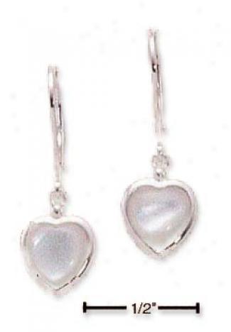 Ss Beezel Set Heart With Mother Of Pearl Leverback Earrings