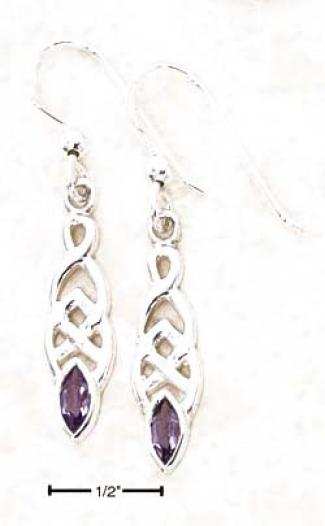 Ss Celtic Weave Dangle Earrings With Marquee Amethyst