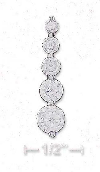 Ss Clear Cz Straight 5 Stone Journey Pendant