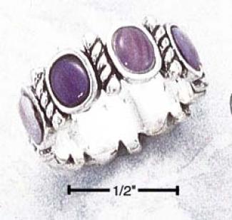 Ss Continuous Alternating Purple Shell Ro;e Bar Ring