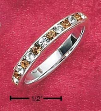 Ss Cz Synthetic Citrine November Eternity Rinng 3mm Wide