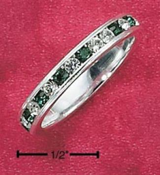 Ss Cz Synthetic Emerald May Eternity Ring 3mm Wode