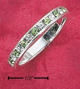 Ss Cz Synthetic Peridot August Eternity Ring 3mm Wide