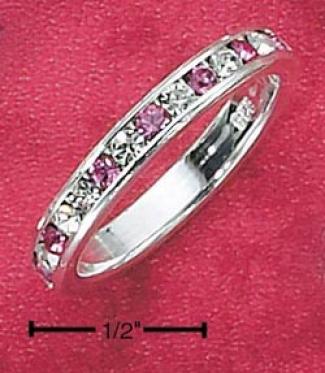 Ss Cz Synthetic Pink Tourmaline October Eternity Ring 3mm