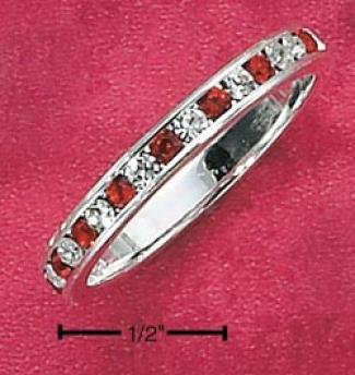 Ss Cz Synthetic Ruby July Eternity Ring 3mm Wide