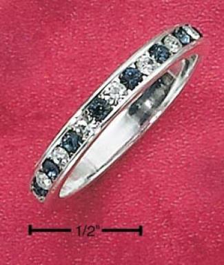 Ss Cz Synthetic Blue September Eternity Ring 3mm Wide