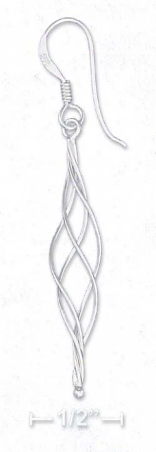 Ss Elongated 4 Strand Wire Twist Earrings (appr. 2 Inch)
