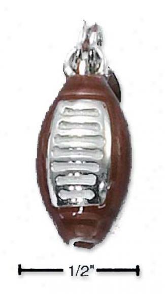 Ss Enamel 3d Brown Football With White Laces Charm (h)