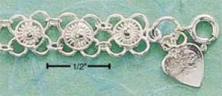 Ss Fancy Flat Wire Flowers With RaisedC enter Bracelet