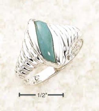 Ss Fancy Twist Shrimp Ring With Turquoisd Stone Inset
