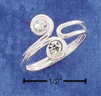 Ss Figure Eight With Double Czs nO Split Shank Toe Ring