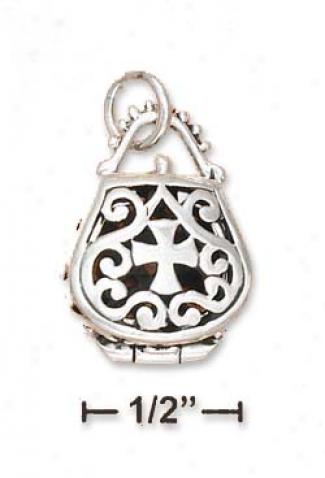 Ss Filigree Purse Shaped Communion with God Box Charm Which Opens