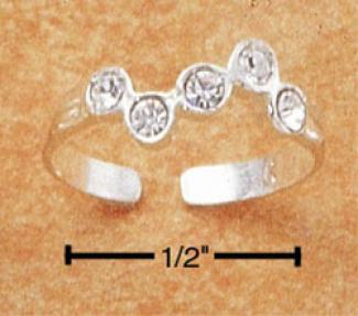 Ss Five Jagged Patterned Auro5a Borealis Crystals Toe Ring