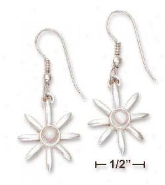 Ss Flower Earrings With 5mm Pink Native Of Pearl Center