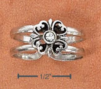 Ss Four Leaf Clover With Clear Center rCystal Toe Ring