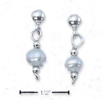 Ss Fw Pearl Drop On Ss Ball Post Earrings