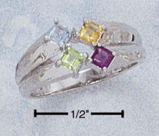 Ss Genuine Amethyst Sky Blue Topaz Cutrine Peridot Ring