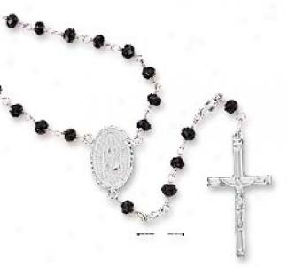 Ss Genuine Onyx Rosary Beads Crucifix Virgin Mary Medallion