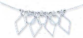 Ss Geometric Dangle Necklace On 17 Inch Cobra Chain