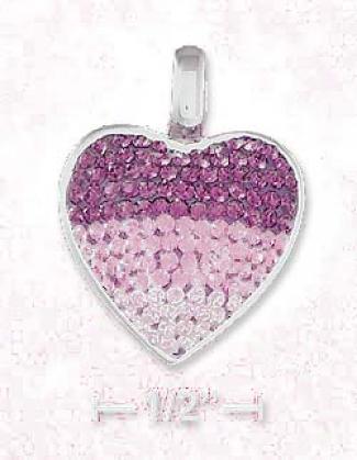 Ss Heart Charm Filled With Varioue Shades Of Pink Czs