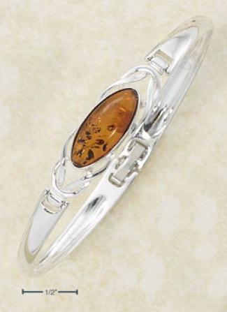 Ss Honey Amber Celtic Design Double Hinged Bracelet Latch