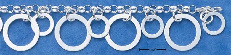 Ss Italian 7 In. Rolo With Smll Open Circle Charms Bracelet