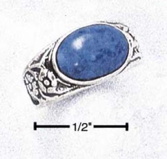 Ss Ladies Side Denim Lapis Ring With Tapered Flo5al Ring