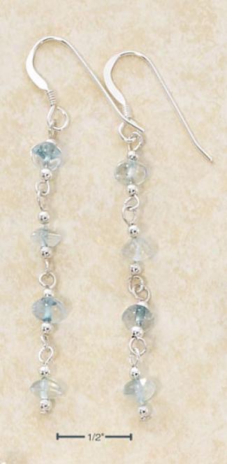 Ss Long Strand With Four Blue Topaz Chips Dangle Earrings