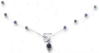 Ss Ls Choker With 17 Amethyst Beads Pendant With Toggle