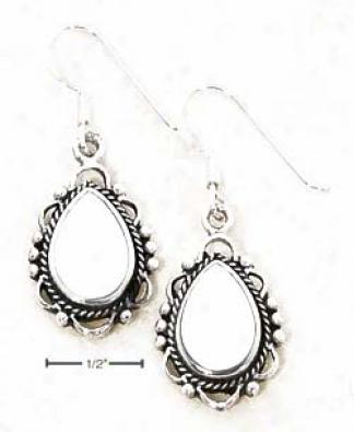 Ss Mother Of Pearl Earrings Lacy Sdalloped Beaded Border