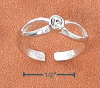 Ss Open Eyes With Center Clear Sloitaire Crystal Toe Ring