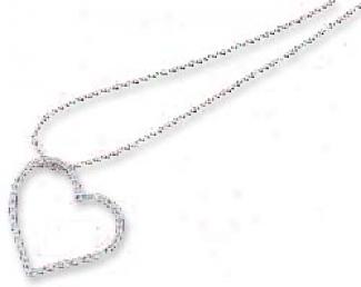 Ss Open Heart With White Czs Slider On 18 Inch Box Necklace