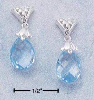 Ss Pear Shaped Blue Topaz Briolette Dangle Mail Earrings