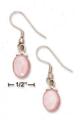 Ss Plain 9x11mm Pink Mother Of Pearl With Top Loop Earrings