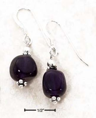 Ss Polished Amethyst Stones With Mini Beading Earrings
