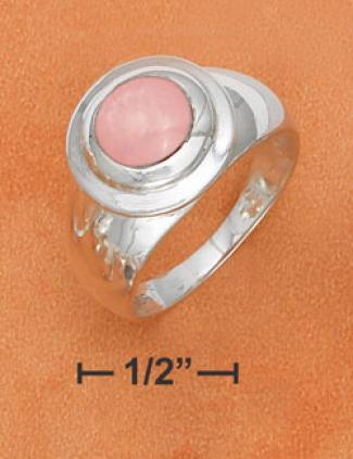 Ss Raised 8mm Pink Shell Ring On 11mm Tapered Ring
