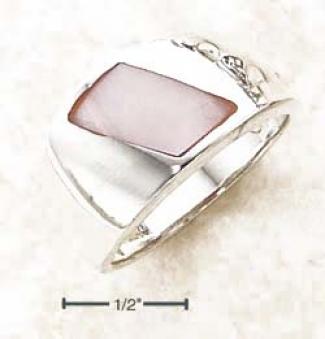 Ss Slanted Pink Mop Shell On Polished Shank Ring