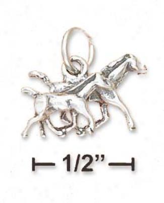 Ss Small 3d Mare Colf Charm Running Side By Side