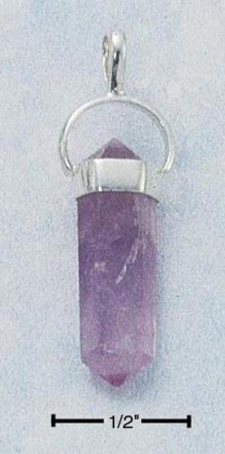 Ss Small Amethyst Quartz Pointed Crystal Pendant