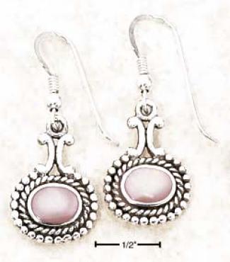 Ss Shallow Wide Pink Mop With Dots Rope Setting Earrings